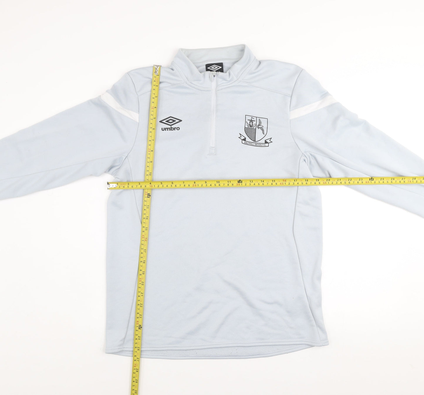 Mens UK M Athletic Umbro Blue 1/4 Zip Sweatshirt
