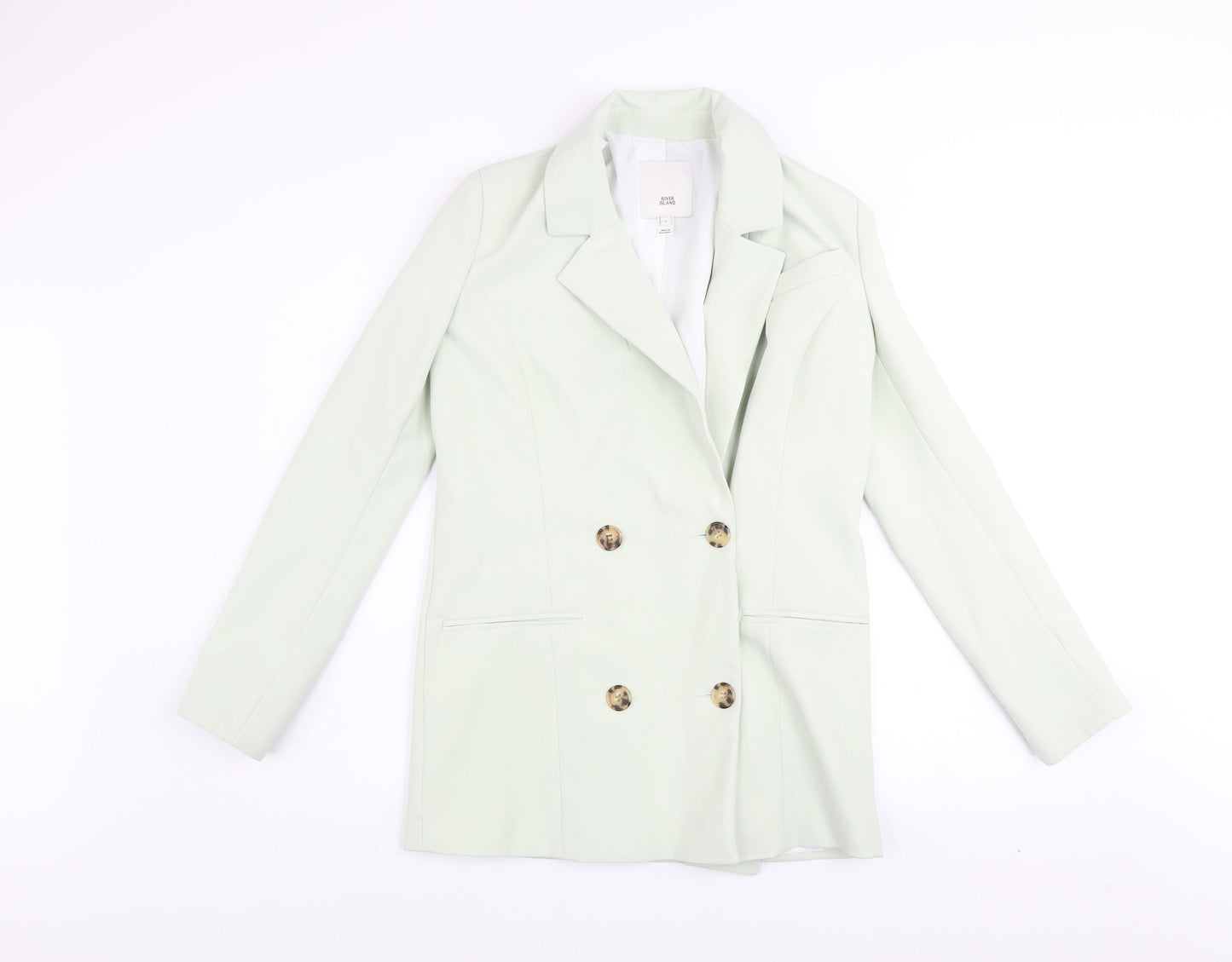 River Island Women’s Green Blazer Size 6 Double Breasted Jacket