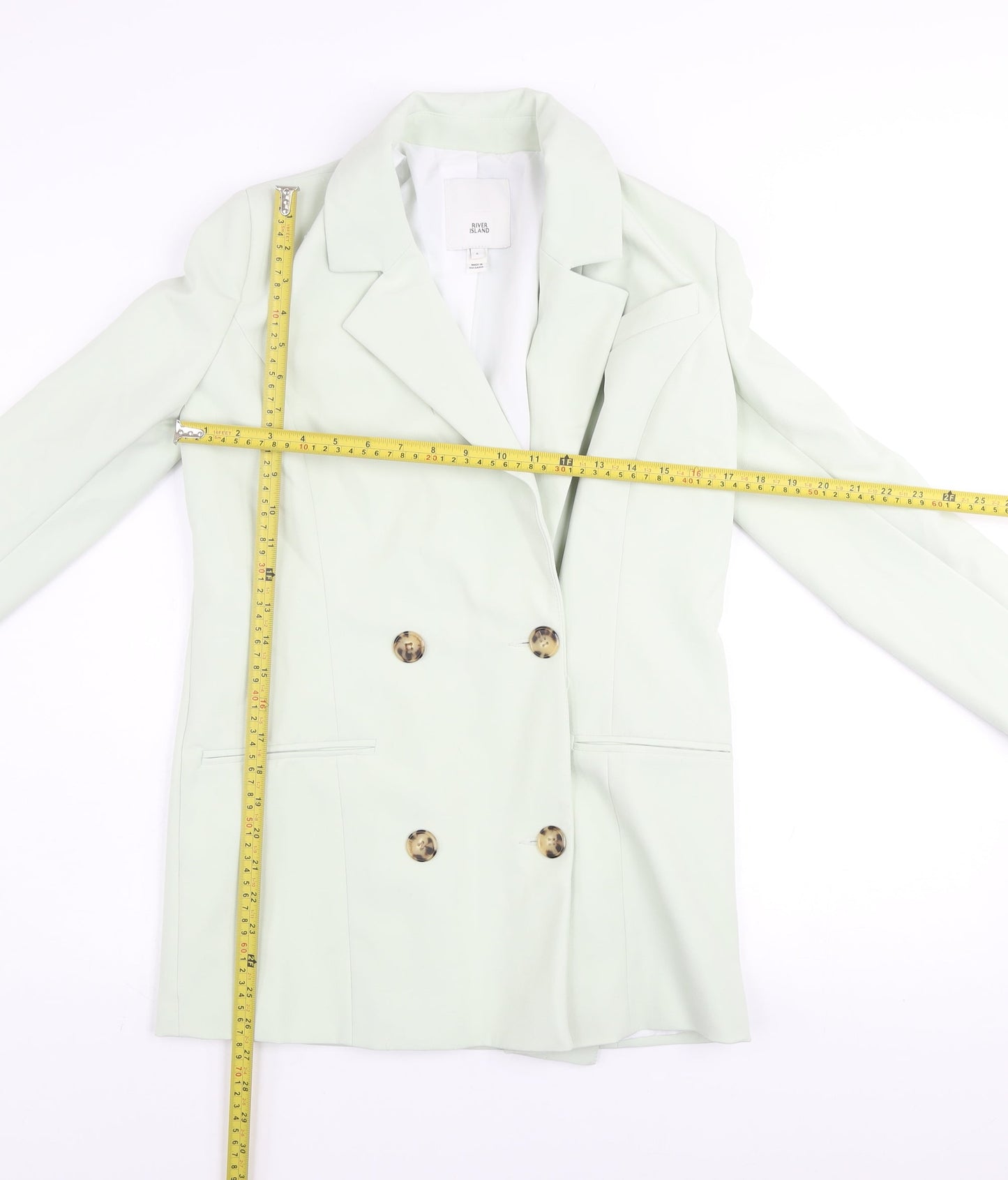 River Island Women’s Green Blazer Size 6 Double Breasted Jacket