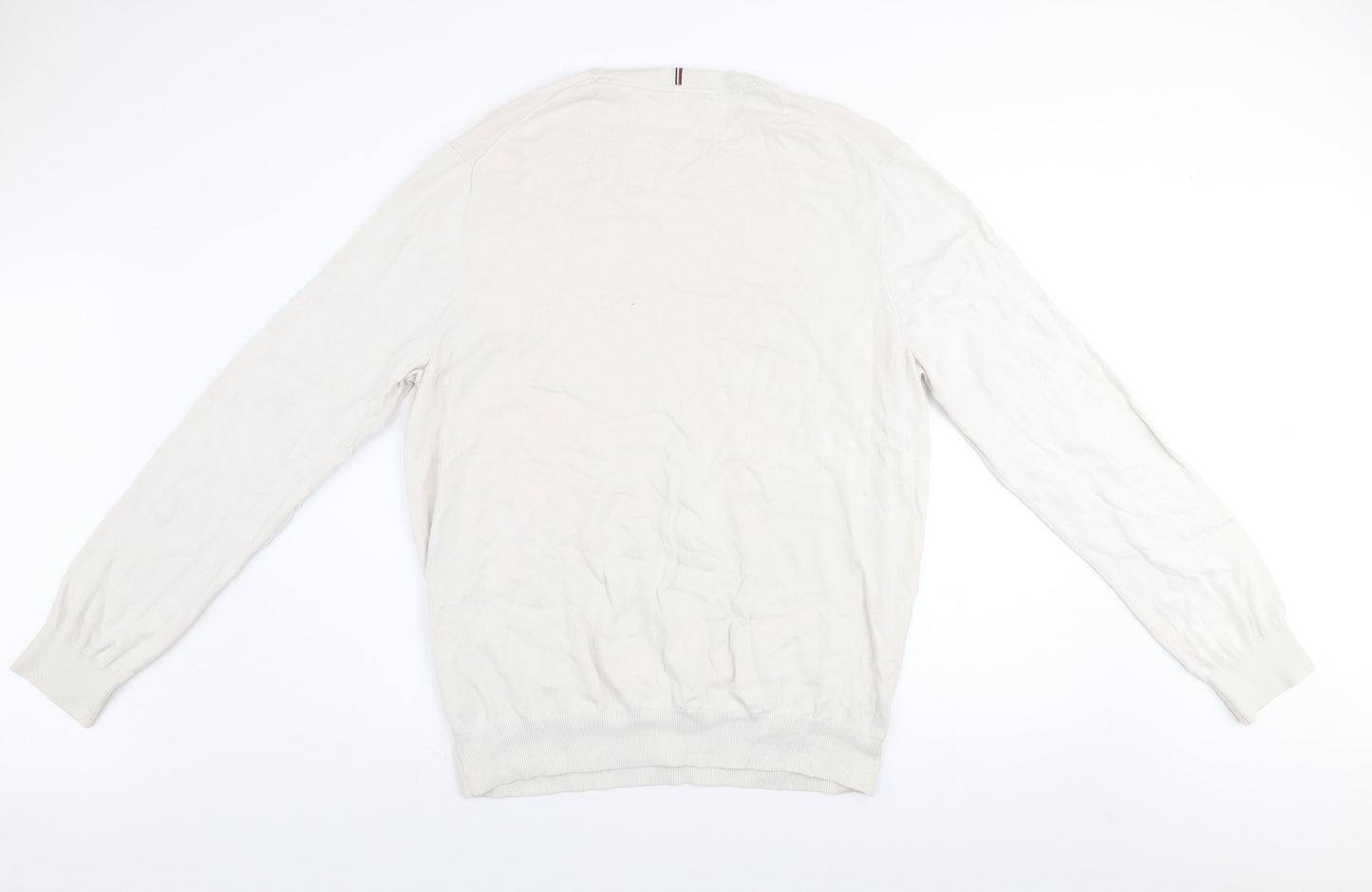 Tommy Hilfiger Men's Ivory Cotton Crew Neck Jumper XL