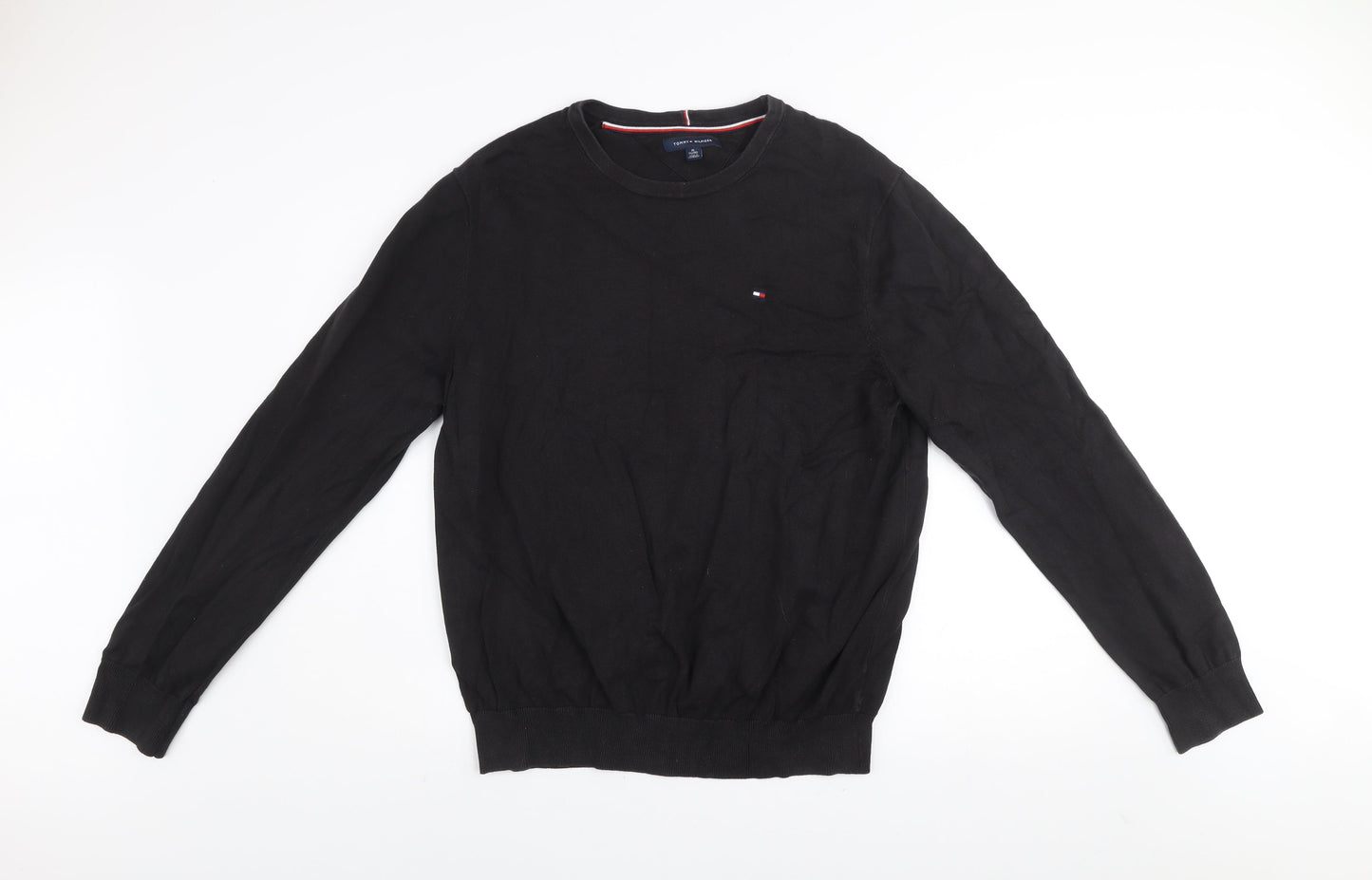 Tommy Hilfiger Men’s Black XL Cotton Crew Neck Pullover Jumper