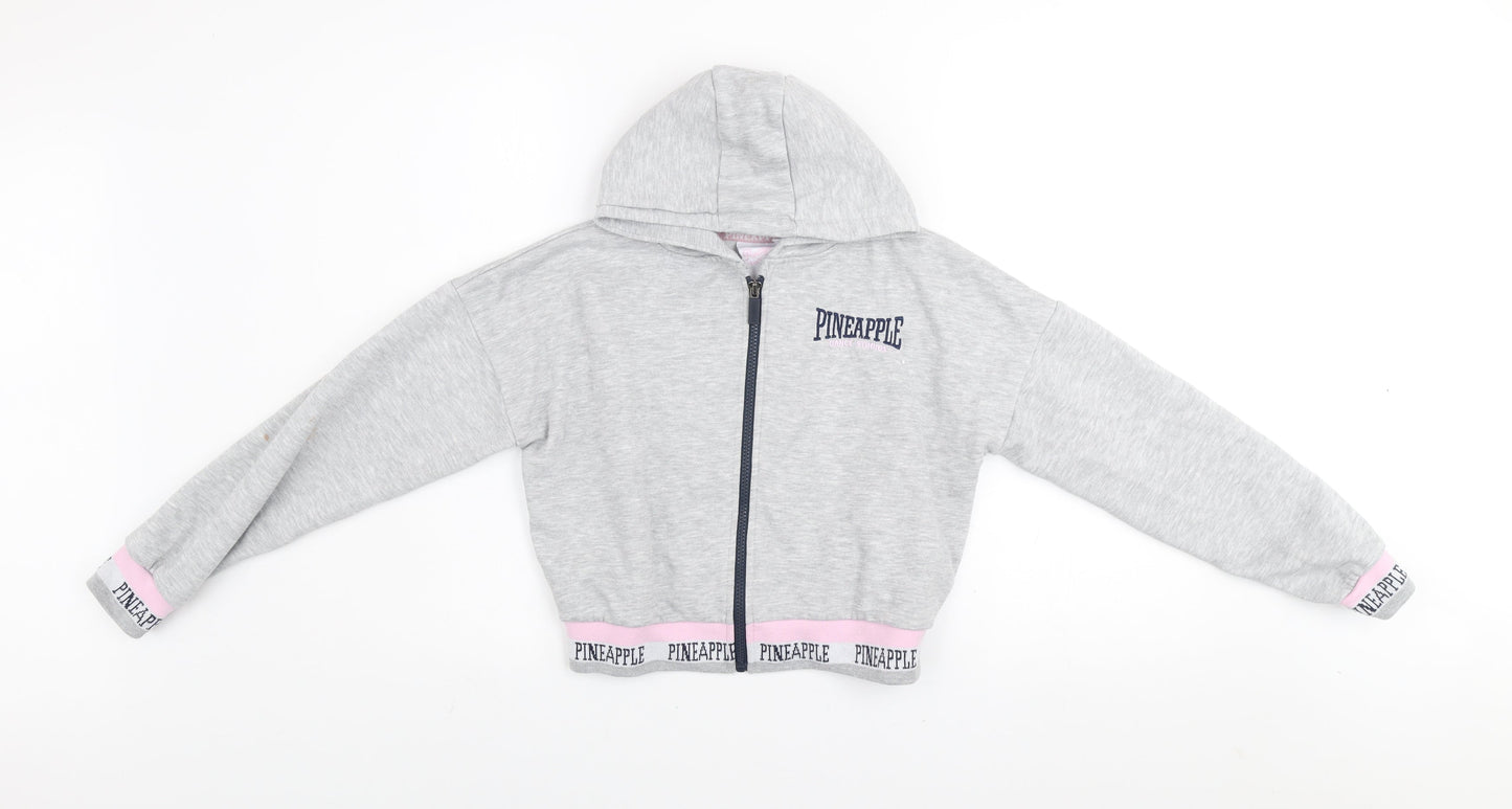 Pineapple Girls Grey Hooded Cropped Full Zip Activewear Jacket 10-11 Years