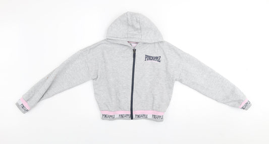Pineapple Girls Grey Hooded Cropped Full Zip Activewear Jacket 10-11 Years
