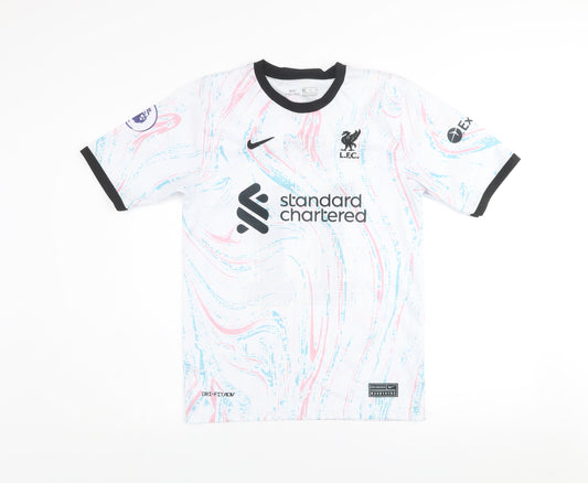 Nike Boys White Liverpool FC Football Jersey T-Shirt Size 176 Dri-FIT