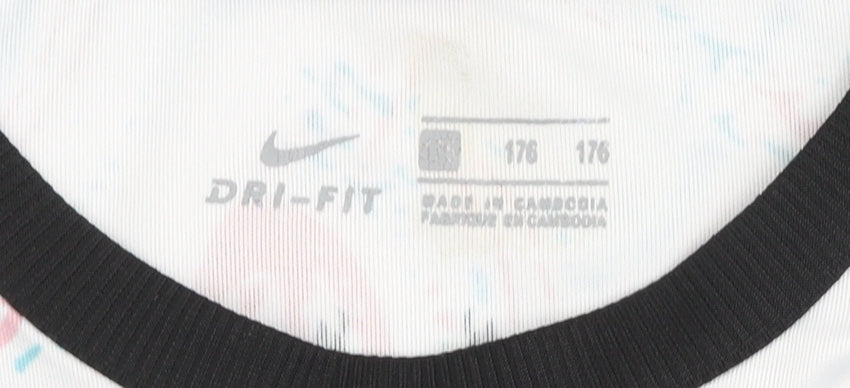 Nike Boys White Liverpool FC Football Jersey T-Shirt Size 176 Dri-FIT