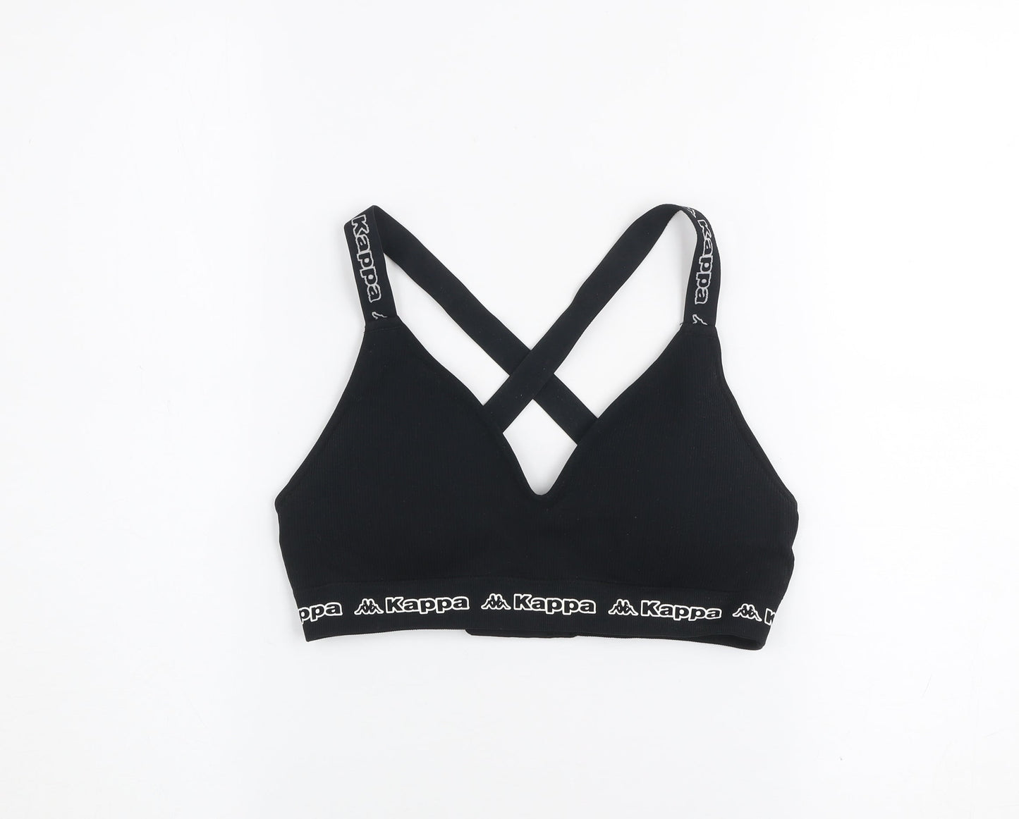 Kappa Women’s Black Sports Bra Medium Crossback Logo Strap