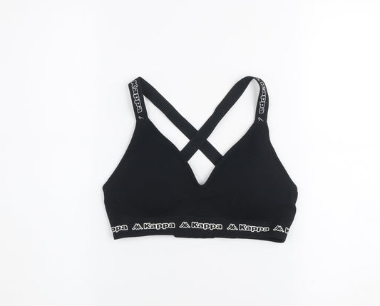 Kappa Women’s Black Sports Bra Medium Crossback Logo Strap