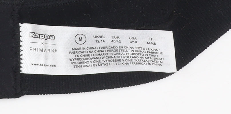 Kappa Women’s Black Sports Bra Medium Crossback Logo Strap