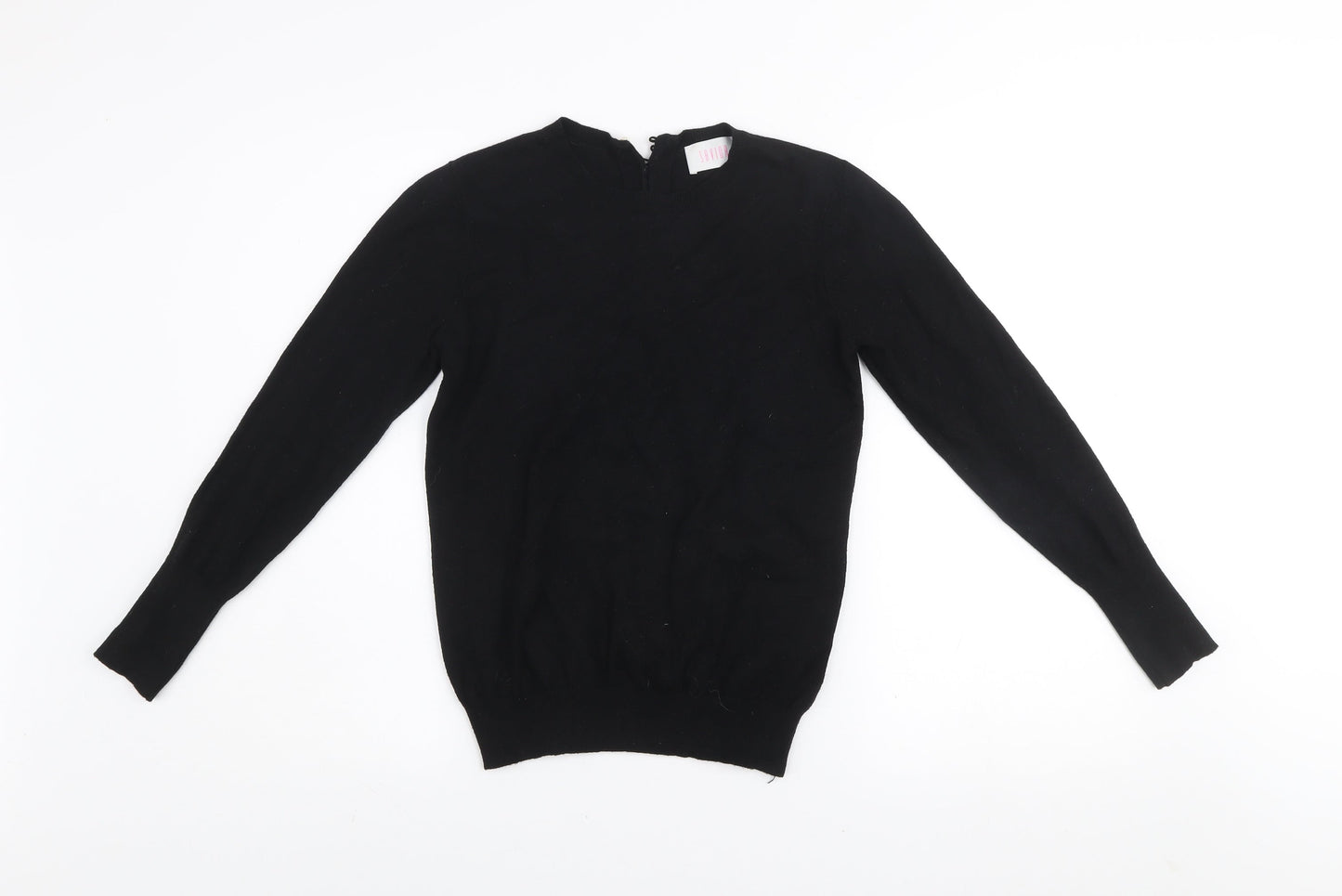 Savida Womens Black Size 10 Crew Neck Button Detail Jumper