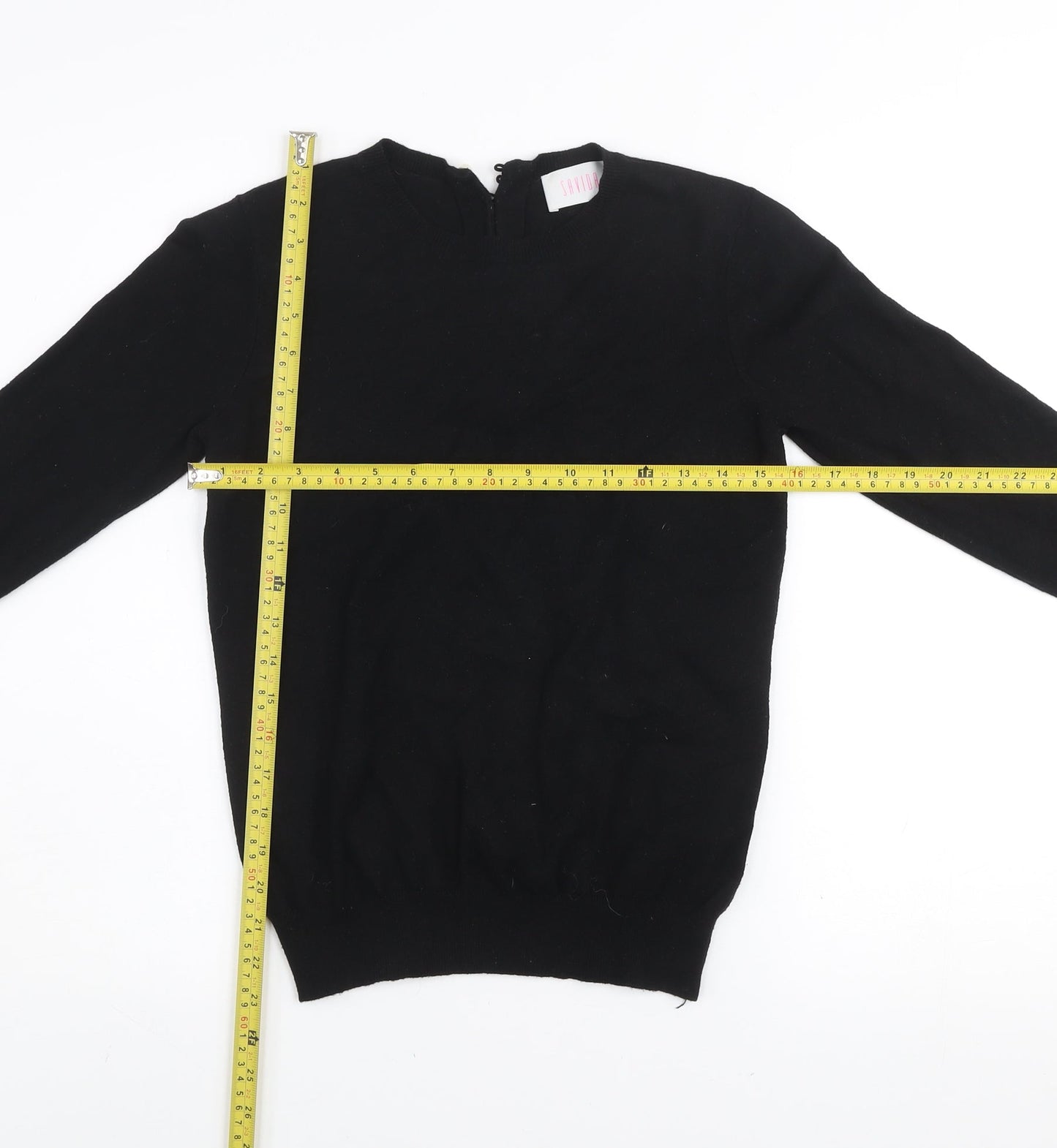 Savida Womens Black Size 10 Crew Neck Button Detail Jumper