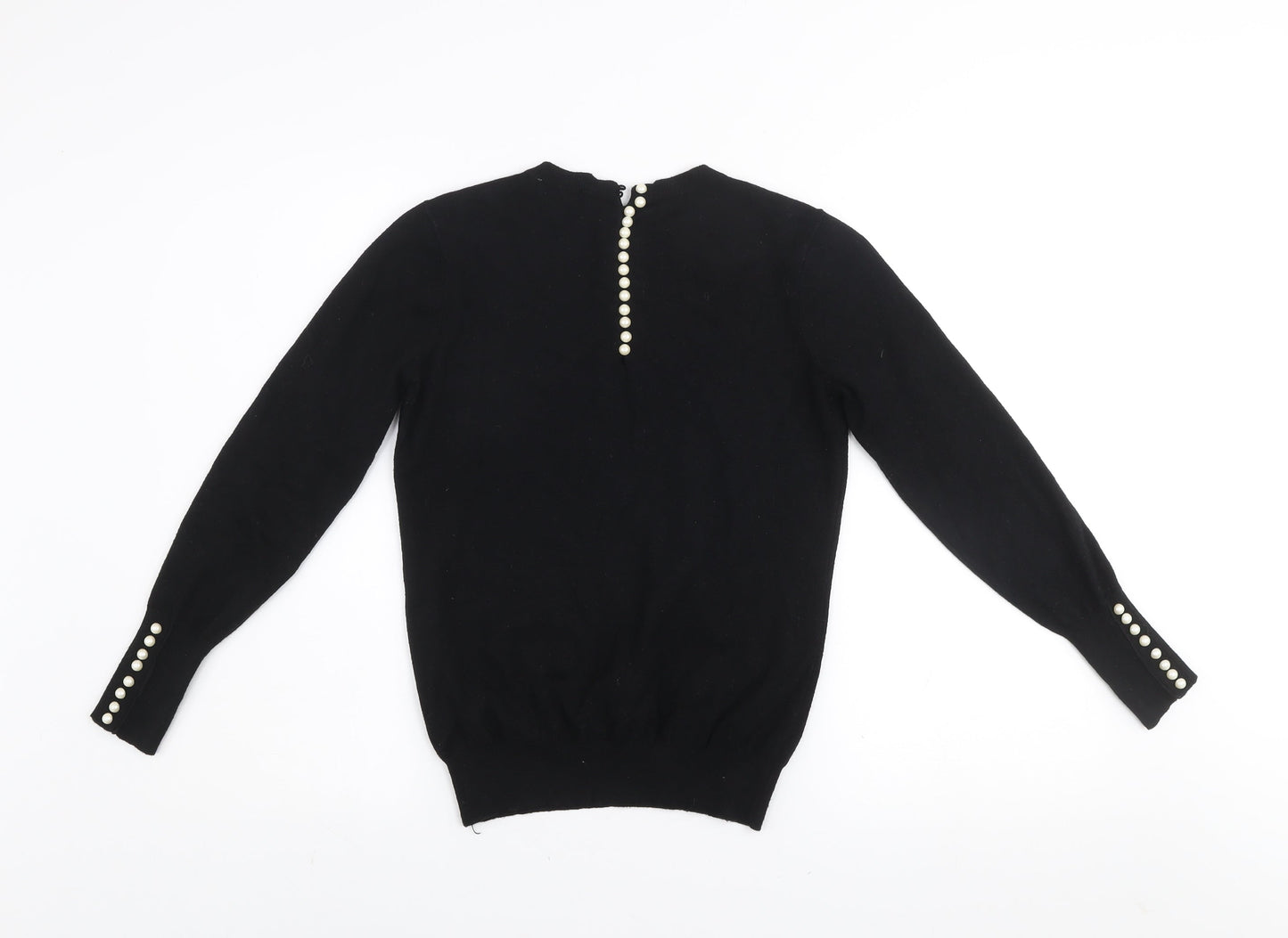 Savida Womens Black Size 10 Crew Neck Button Detail Jumper