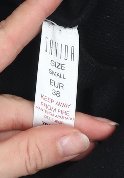Savida Womens Black Size 10 Crew Neck Button Detail Jumper
