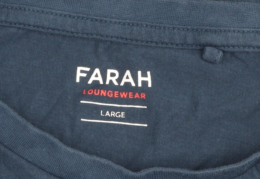 Farah Men's Blue Cotton Crew Neck Short Sleeve T-Shirt Size L