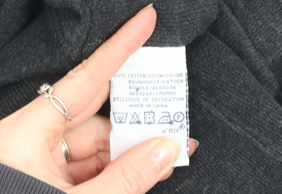 Ralph Lauren Men Black Henley Cotton Jumper L Regular Fit