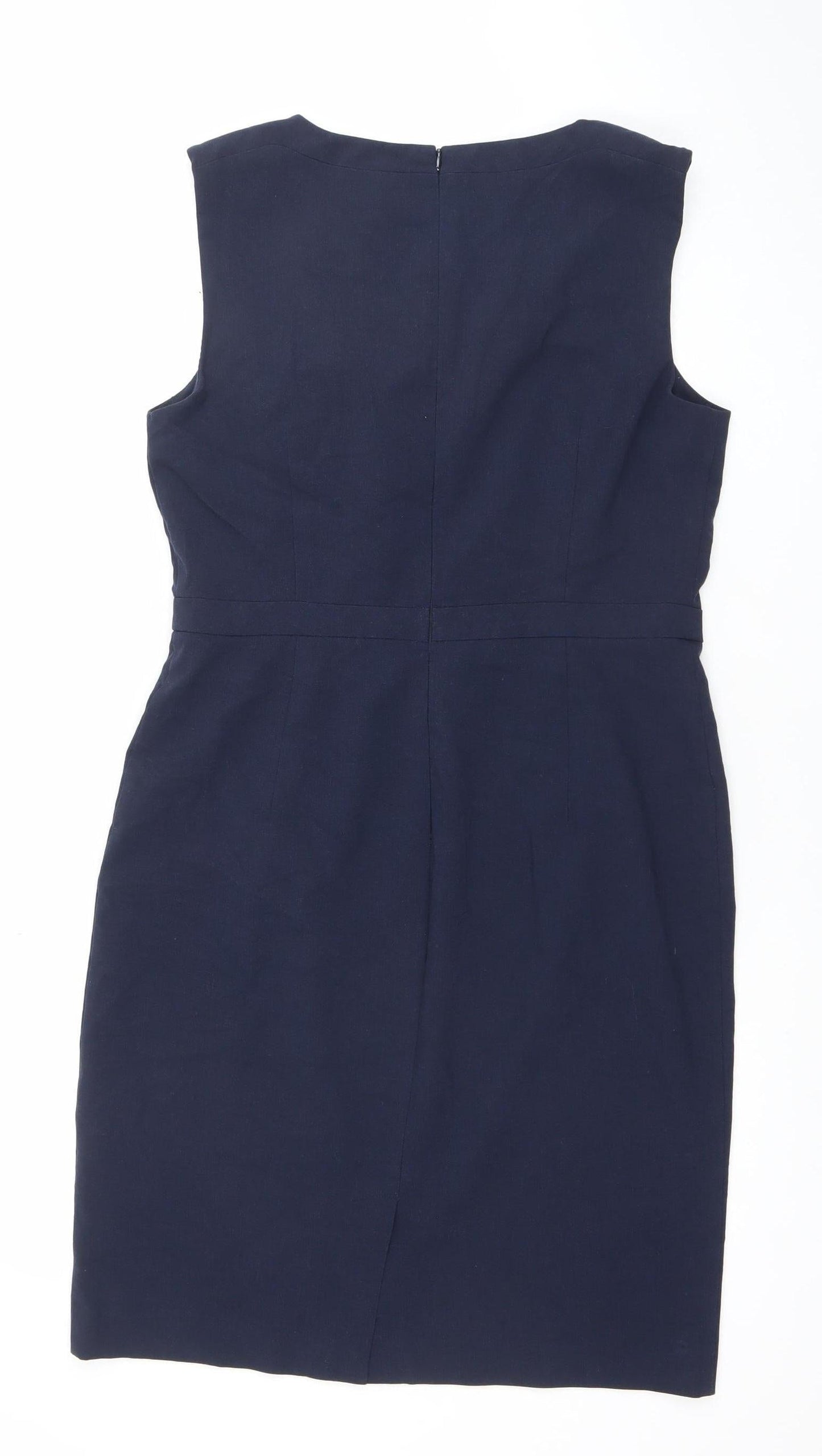 United Colors of Benetton Women's Blue Sleeveless Sheath Dress Size 12