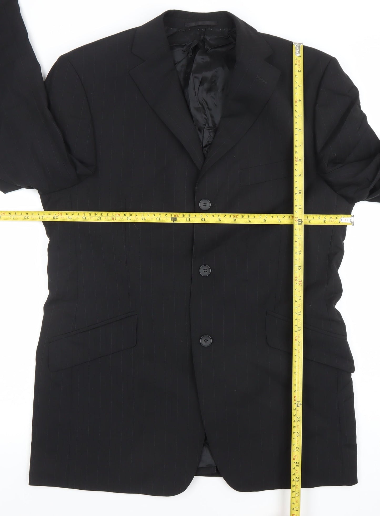 Father & Sons Men's Black Wool Cashmere Suit Jacket Size 54 Regular
