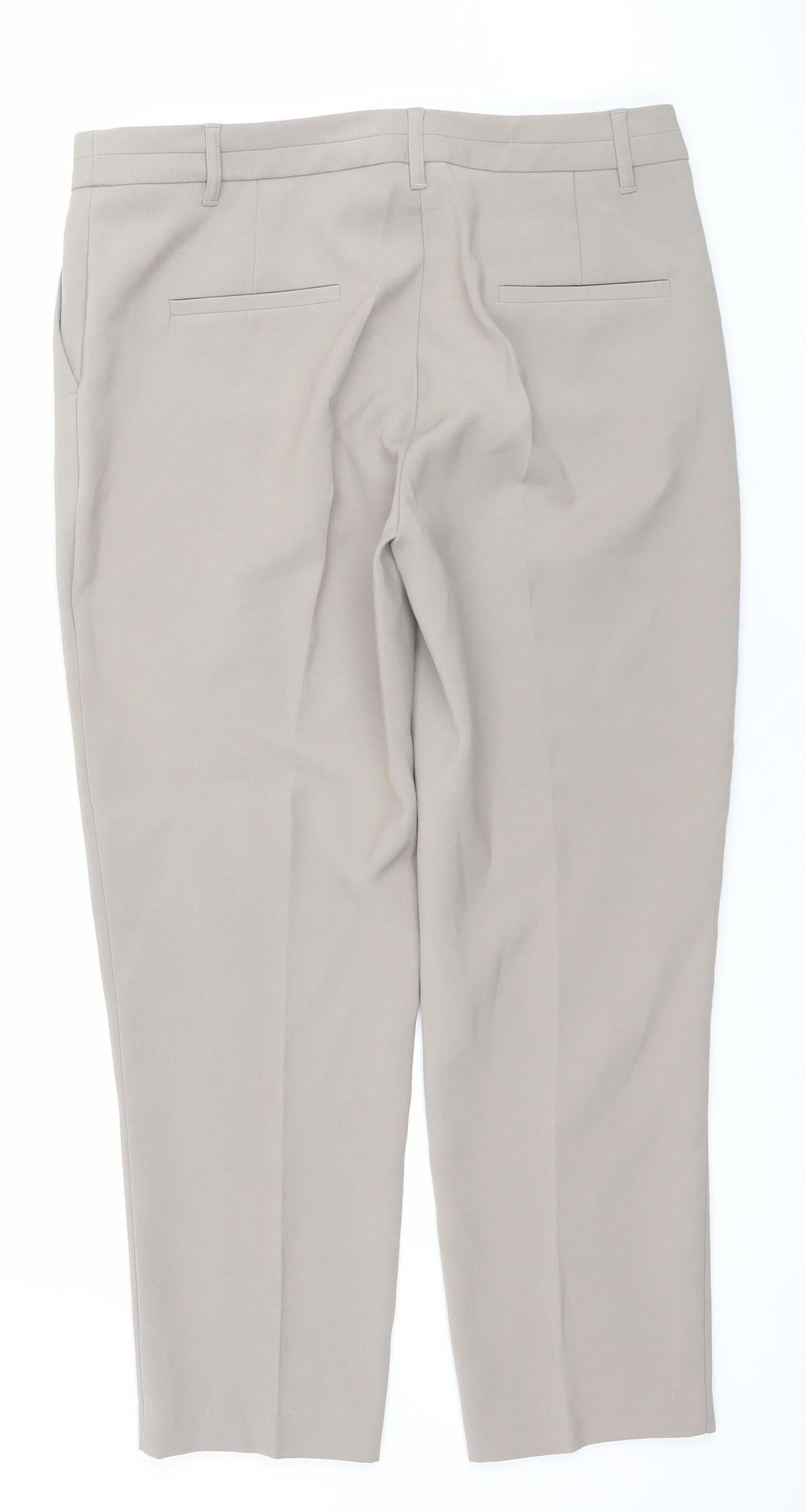 Gallery Women Beige Size 12 Straight Leg Polyester Blend Trousers