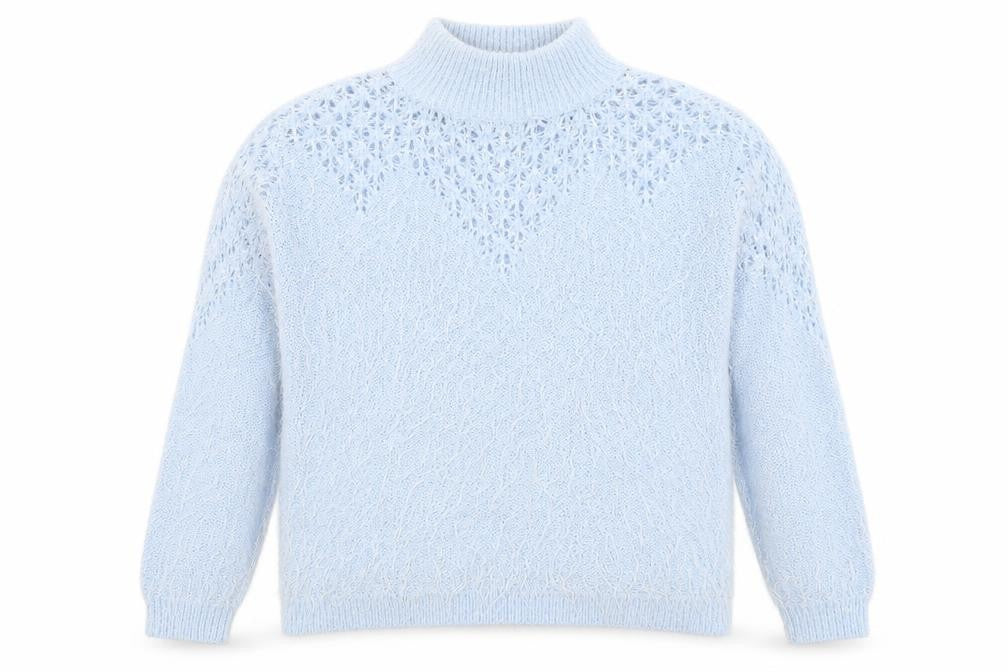 Gallery Women's Blue High Neck Chunky Knit Jumper Size 12