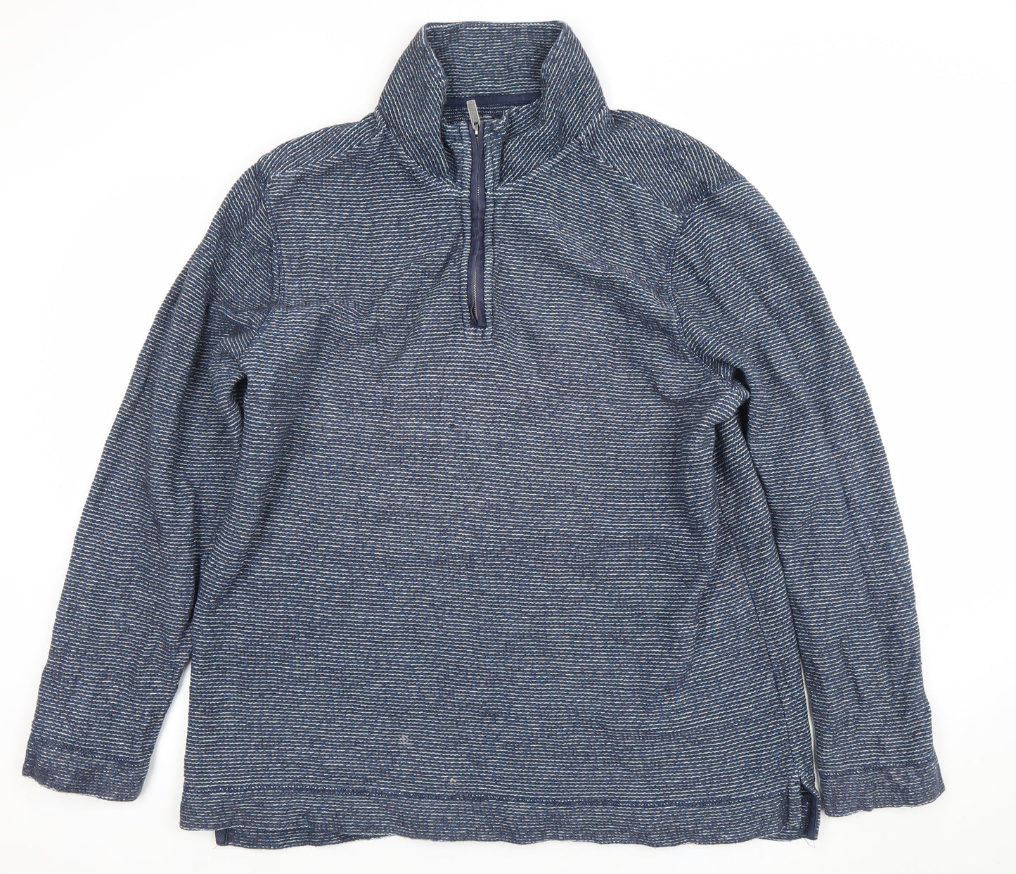 FatFace Men's Blue 2XL Striped 1/2 Zip Sweatshirt Regular Fit