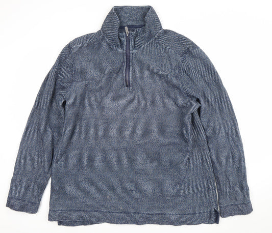 FatFace Men's Blue 2XL Striped 1/2 Zip Sweatshirt Regular Fit