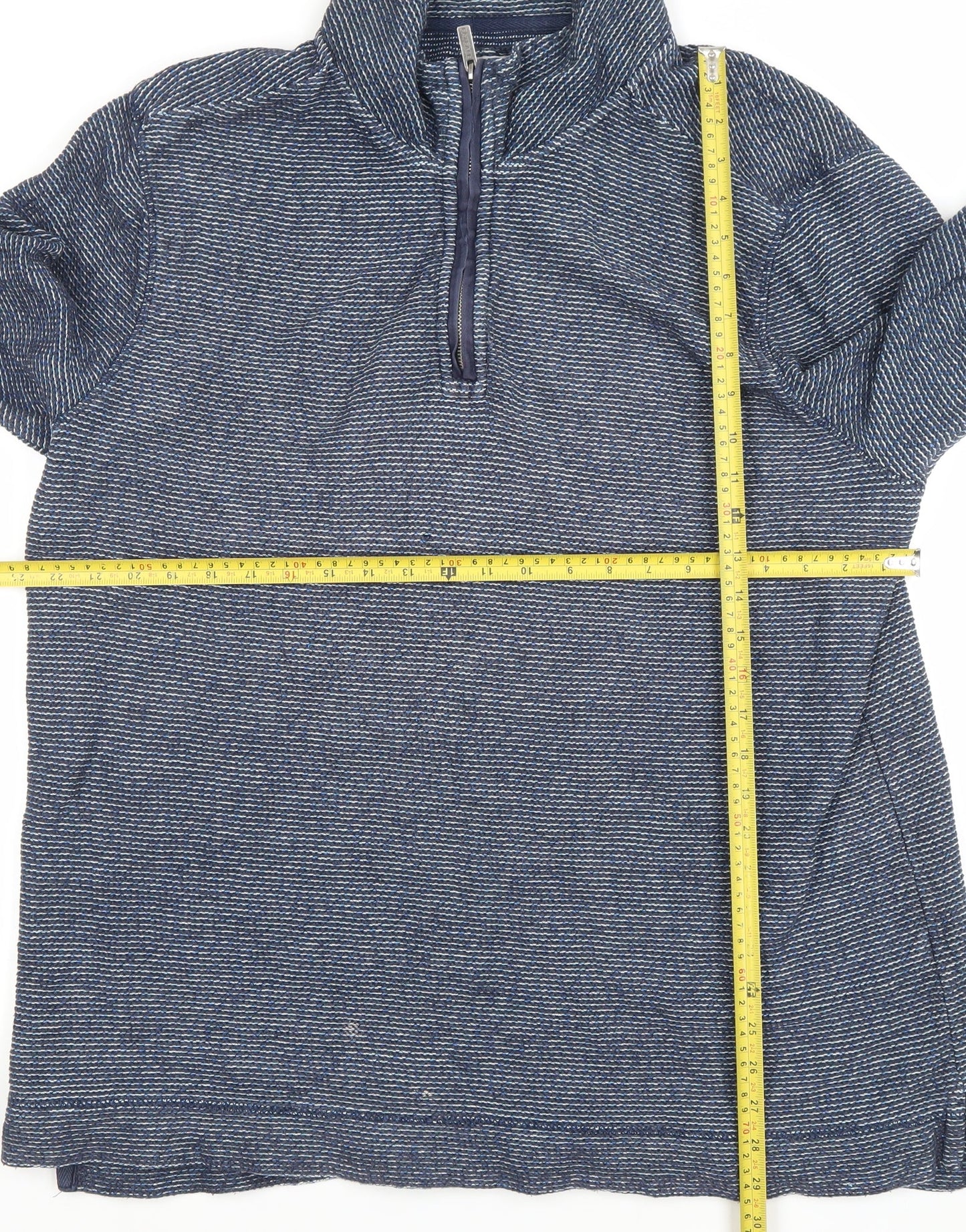 FatFace Men's Blue 2XL Striped 1/2 Zip Sweatshirt Regular Fit