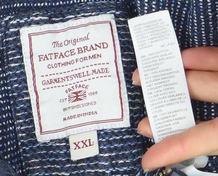 FatFace Men's Blue 2XL Striped 1/2 Zip Sweatshirt Regular Fit