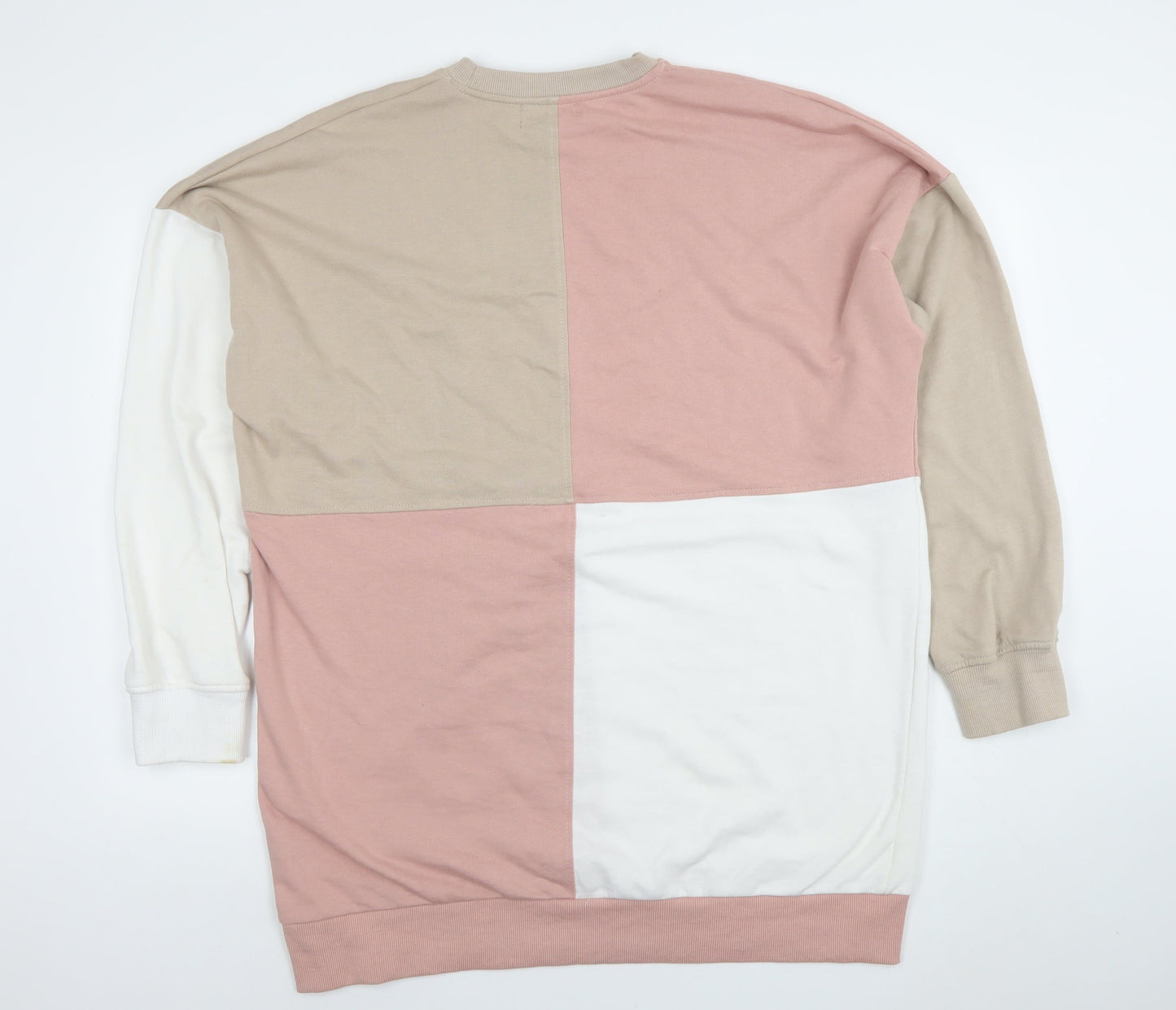Missguided Women’s Beige Pink Colourblock Pullover Sweatshirt UK 14