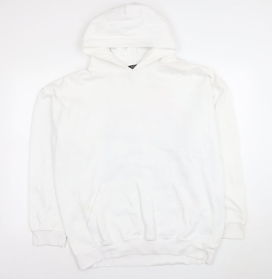 boohooMAN Men's White Graphic Print Pullover Hoodie Size M