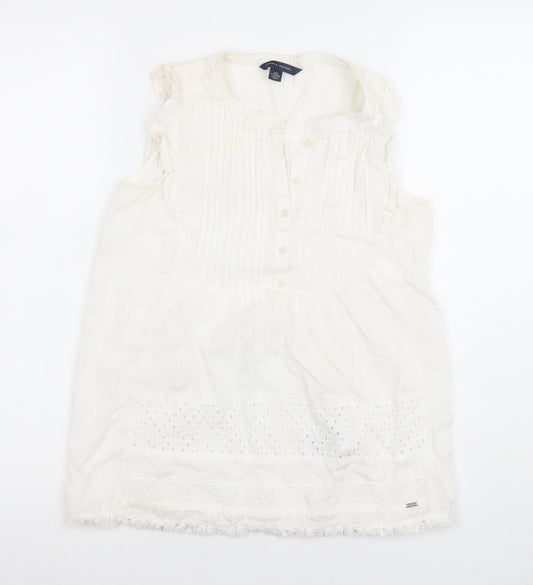 Tommy Hilfiger Women’s White Cotton Sleeveless Tunic Blouse 2XS
