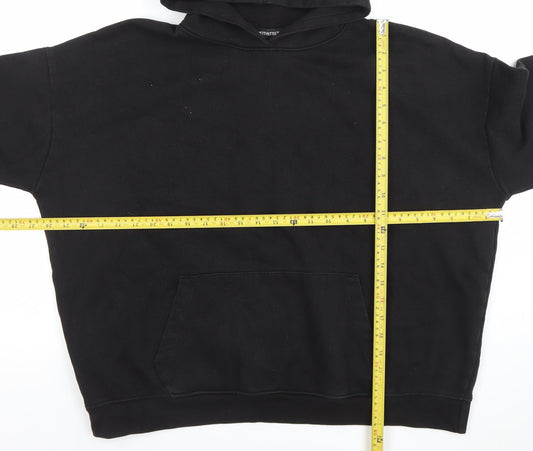 PrettyLittleThing Men's Black Pullover Hoodie M Sports Logo Fleece