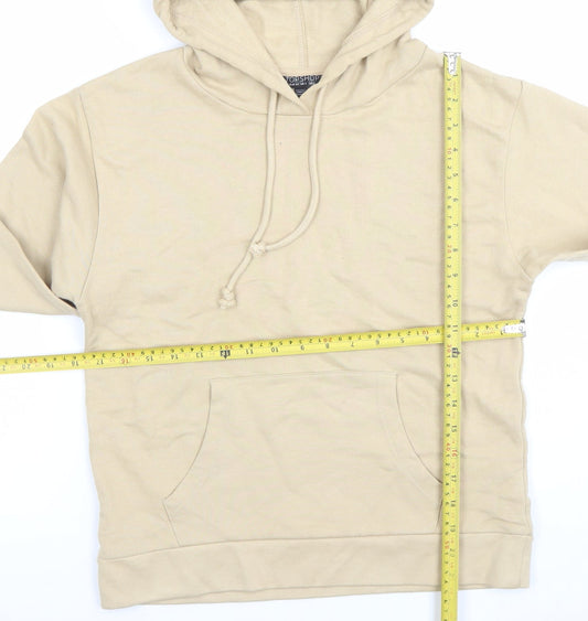 Topshop Women Beige Pullover Hoodie UK 6 Cotton Blend Casual