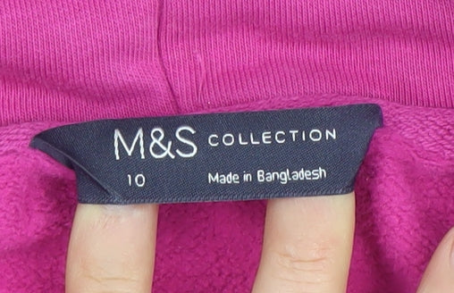 Marks and Spencer Women Bright Pink Cotton Blend Pullover Hoodie Size 10