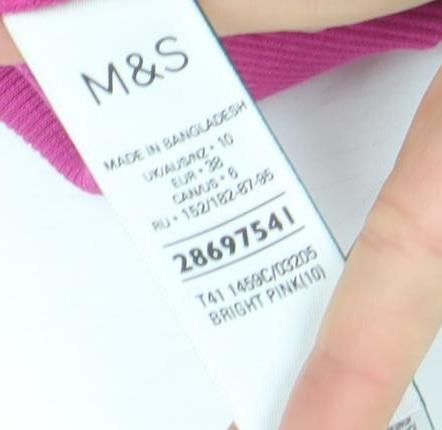 Marks and Spencer Women Bright Pink Cotton Blend Pullover Hoodie Size 10