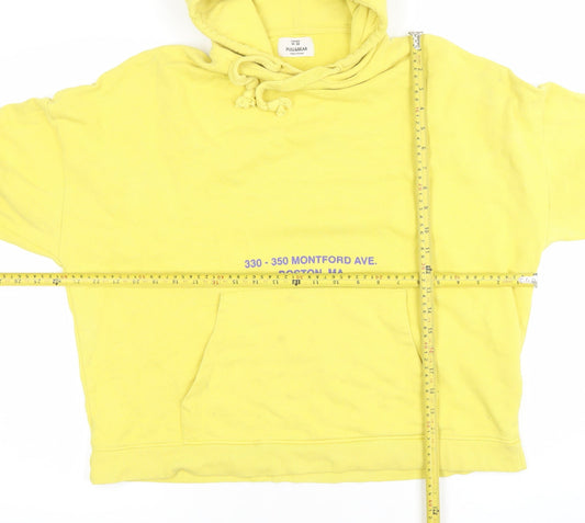 Pull&Bear Womens Yellow Cotton Pullover Hoodie Size 12 M