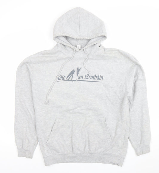 Just Hoods Men's Grey Nautical Graphic Pullover Hoodie L