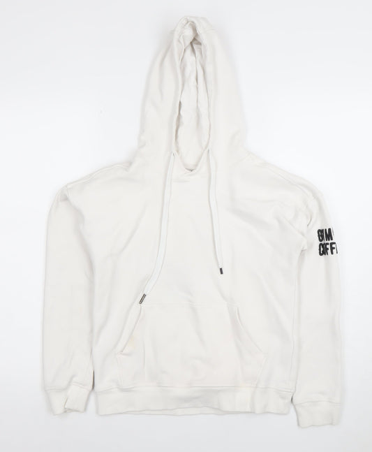 Gym+Coffee Women White Pullover Hoodie Size S Cotton Blend Athleisure