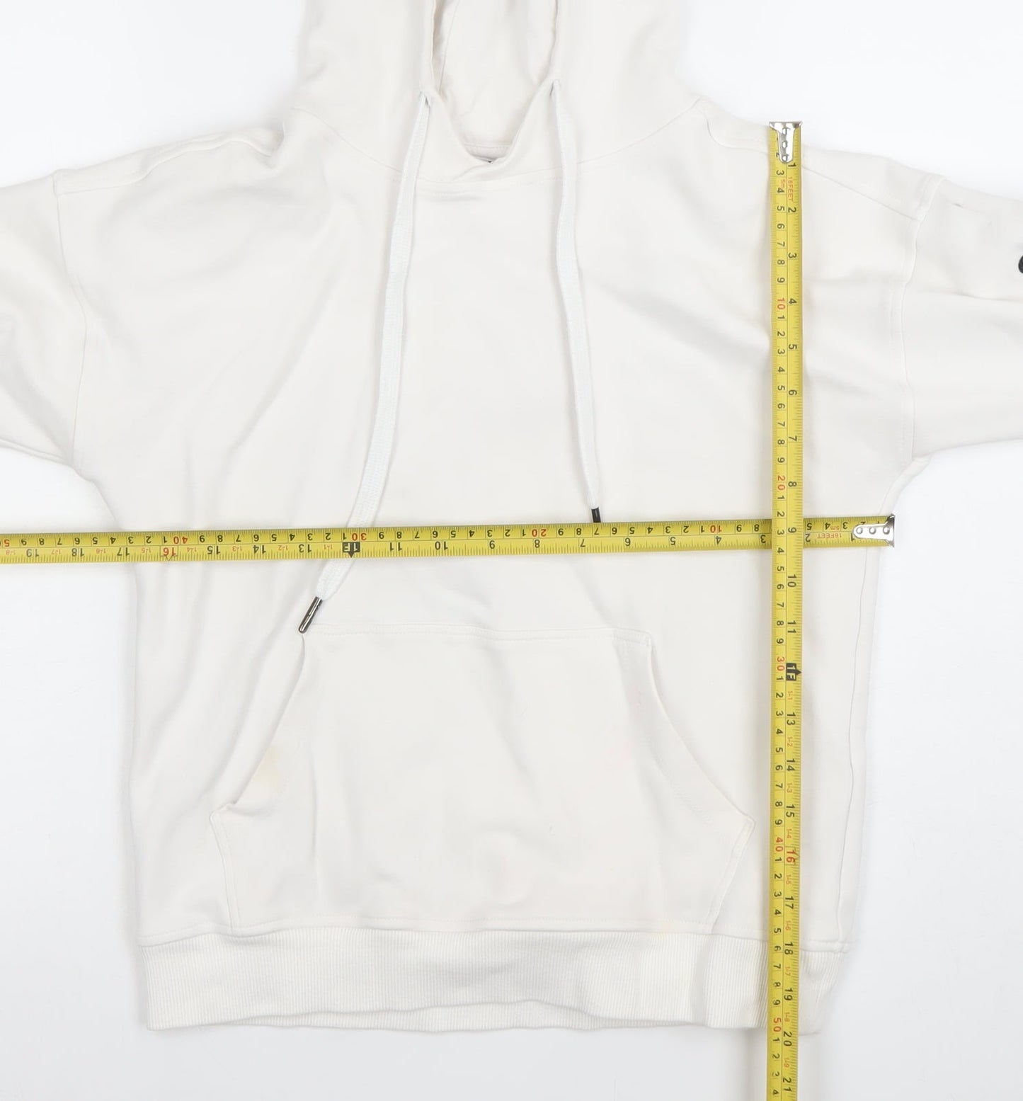 Gym+Coffee Women White Pullover Hoodie Size S Cotton Blend Athleisure
