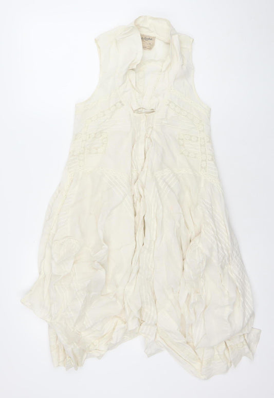 AllSaints Women Ivory Cotton Maxi Dress Size 6 Bohemian Sleeveless