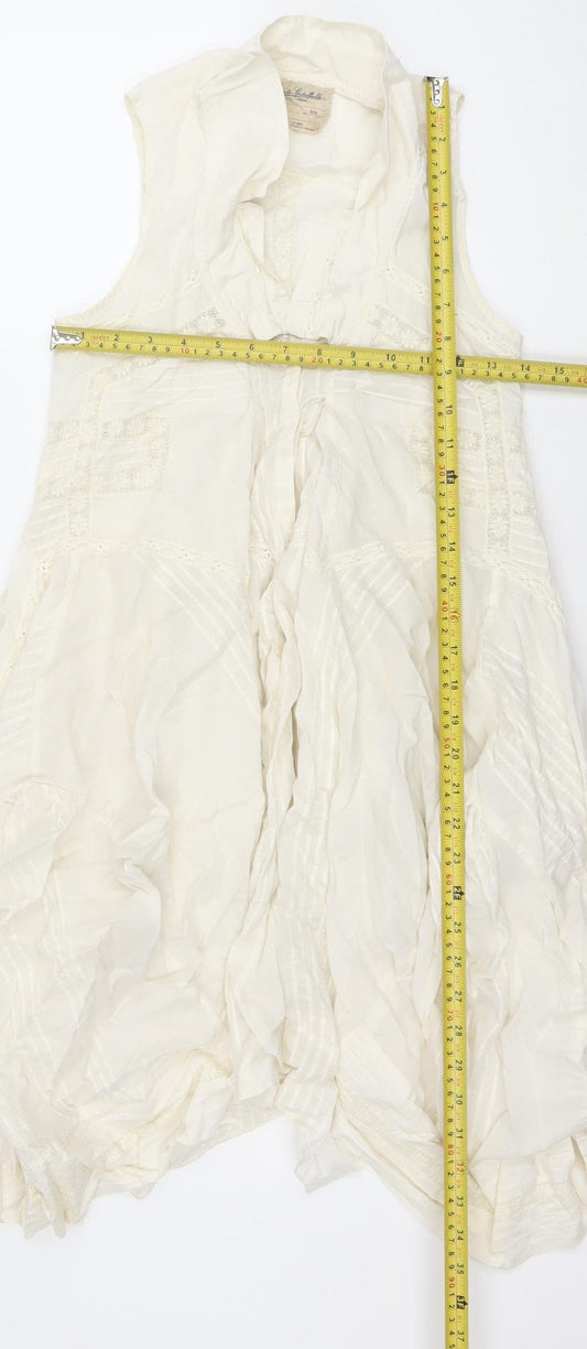 AllSaints Women Ivory Cotton Maxi Dress Size 6 Bohemian Sleeveless