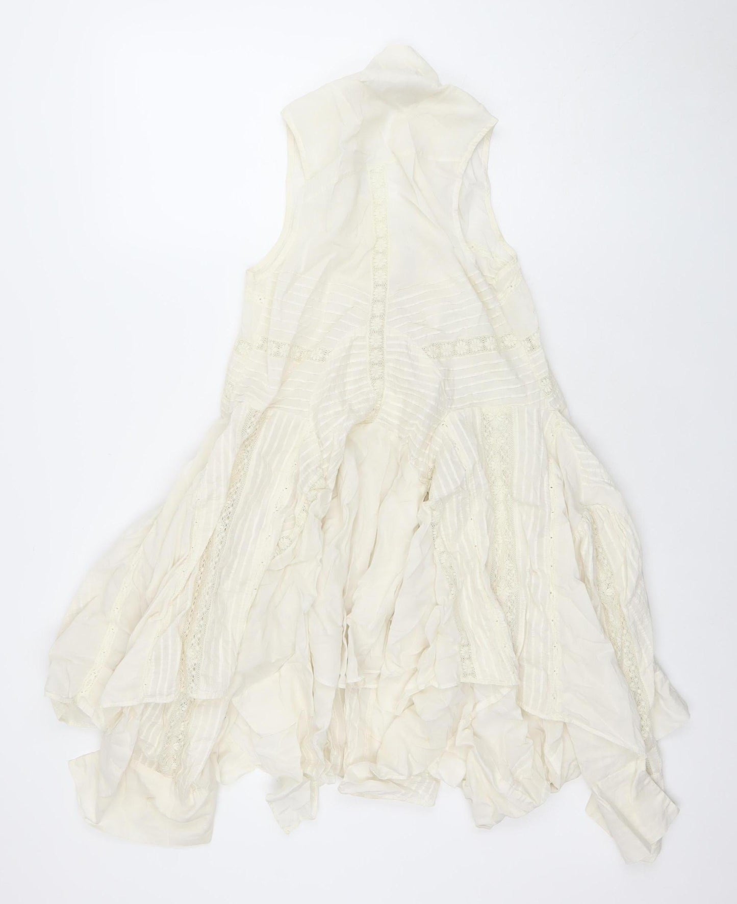 AllSaints Women Ivory Cotton Maxi Dress Size 6 Bohemian Sleeveless