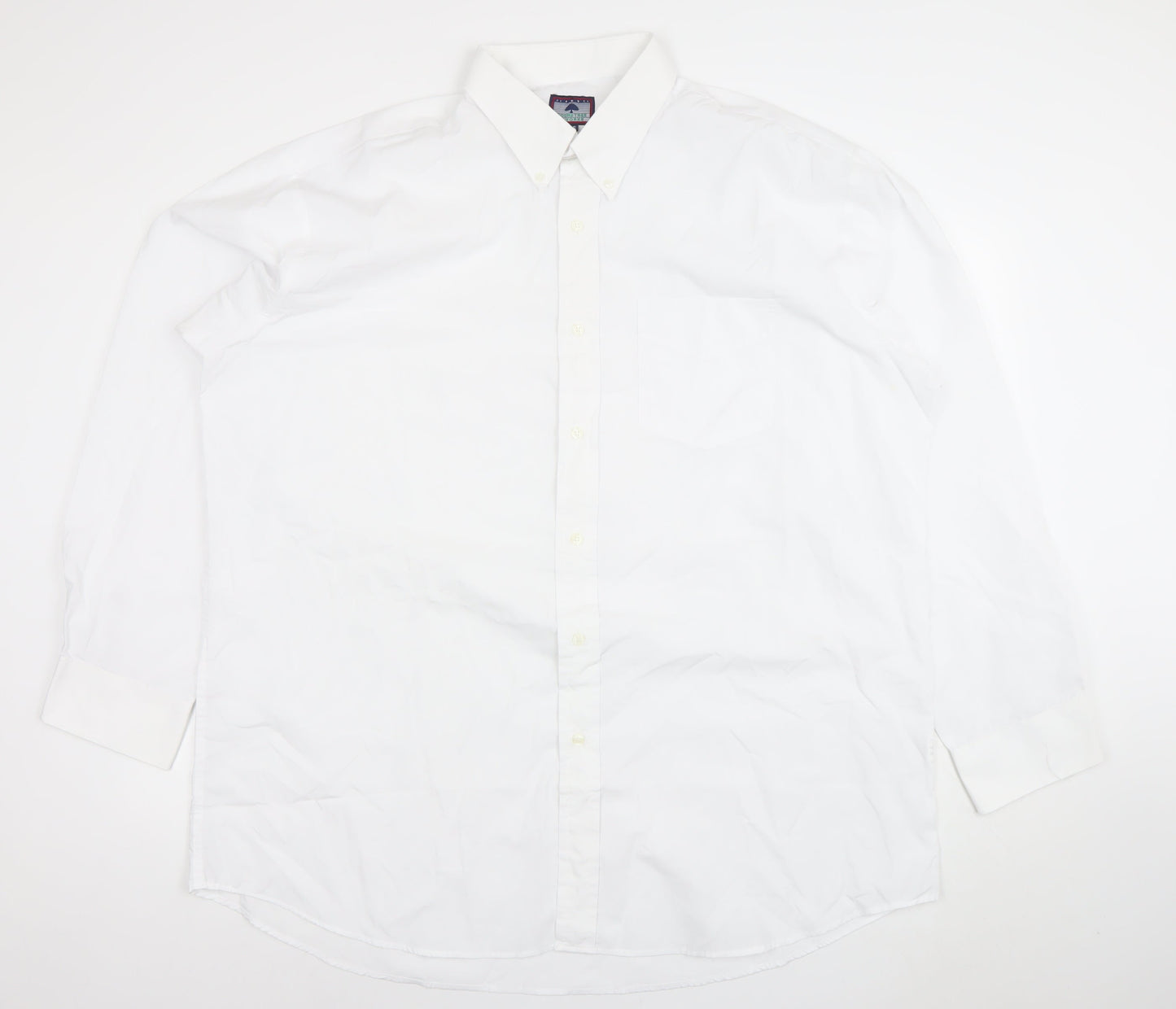 Roundtree & Yorke Men's White 46 Regular Fit Long Sleeve Dress Shirt