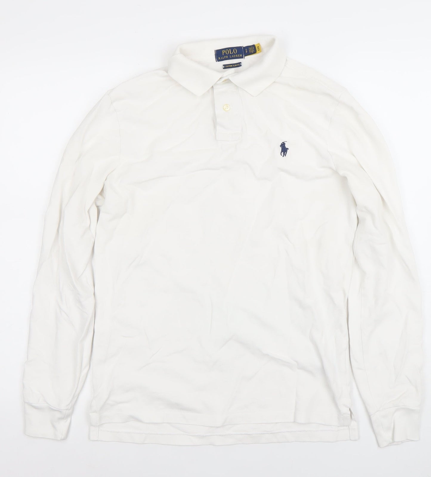 Ralph Lauren Men's White Long Sleeve Polo Shirt Slim Fit Size S