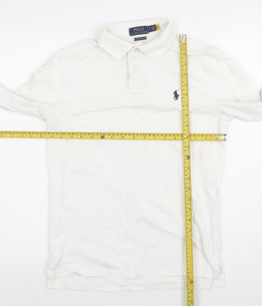 Ralph Lauren Men's White Long Sleeve Polo Shirt Slim Fit Size S