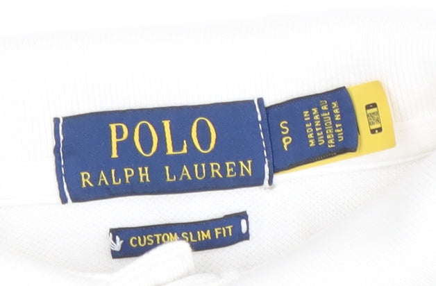 Ralph Lauren Men's White Long Sleeve Polo Shirt Slim Fit Size S