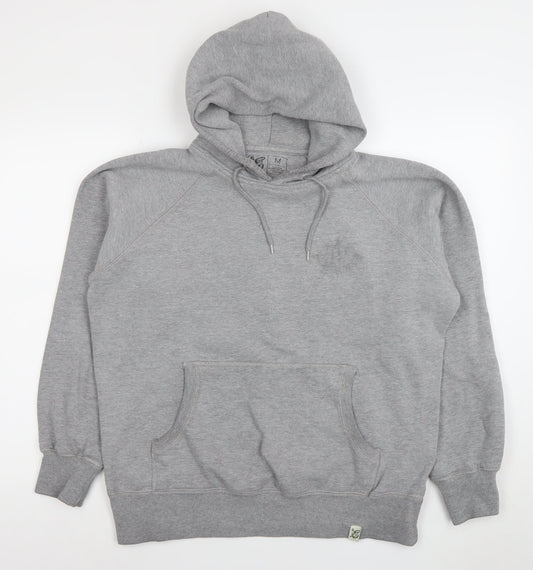 Men’s Grey Pullover Hoodie M Regular Fit Cotton Blend Graphic Print