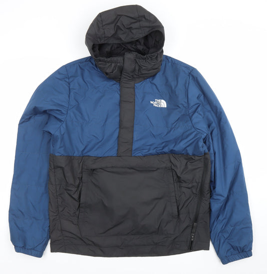 The North Face Mens Blue Black Hooded Puffer Jacket Size M