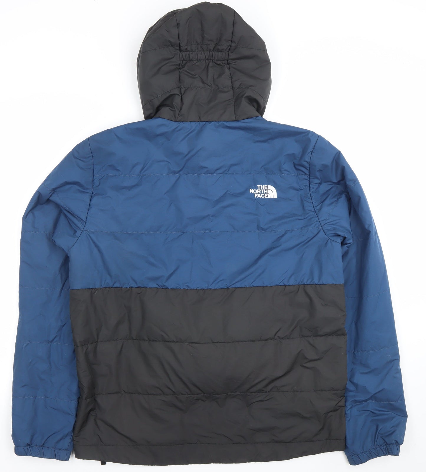 The North Face Mens Blue Black Hooded Puffer Jacket Size M