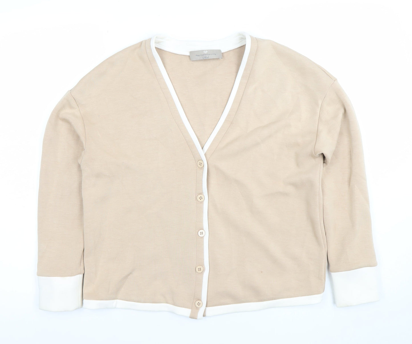 Paul Costelloe Living Women's Beige V-Neck Cardigan S