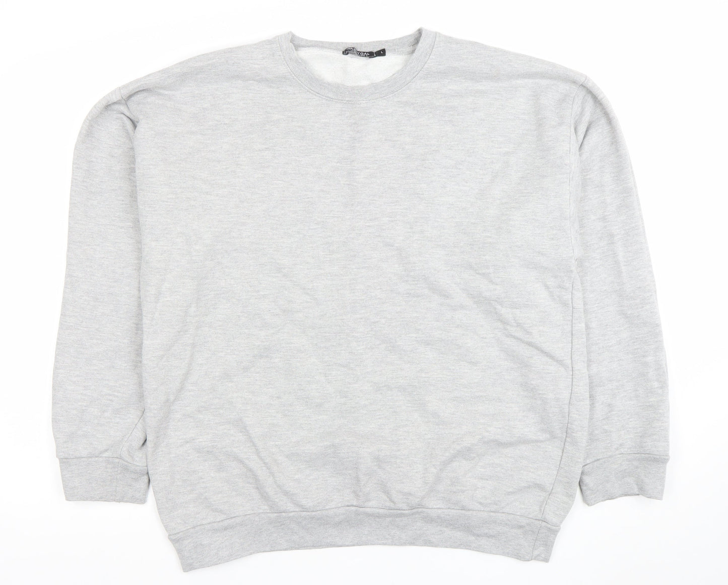 Nasty Gal Women Grey XL Pullover Sweatshirt Cotton Blend Crew Neck