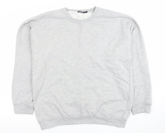 Nasty Gal Women Grey XL Pullover Sweatshirt Cotton Blend Crew Neck